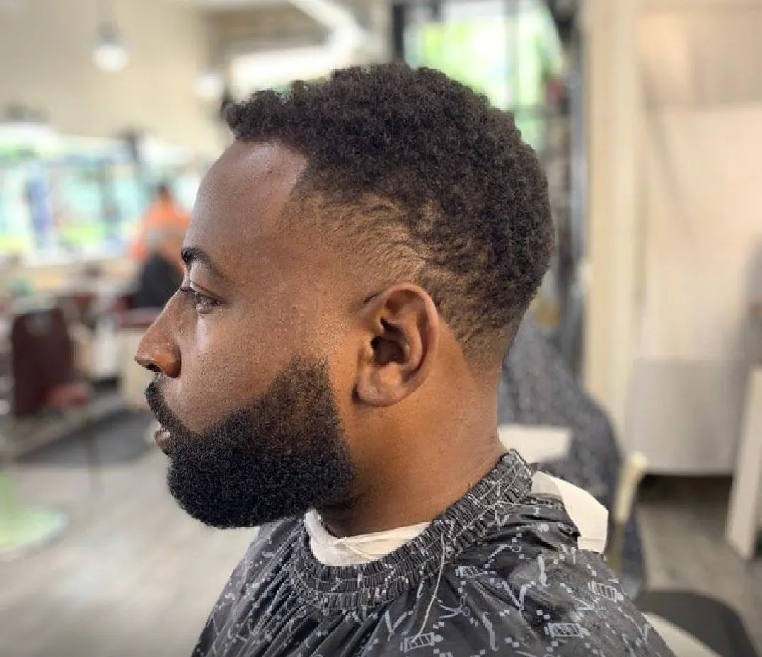Taper fade with full beard lineup