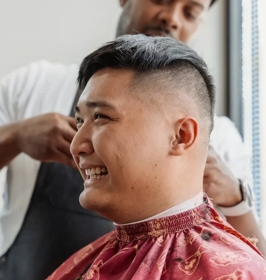 Happy client after a fresh haircut